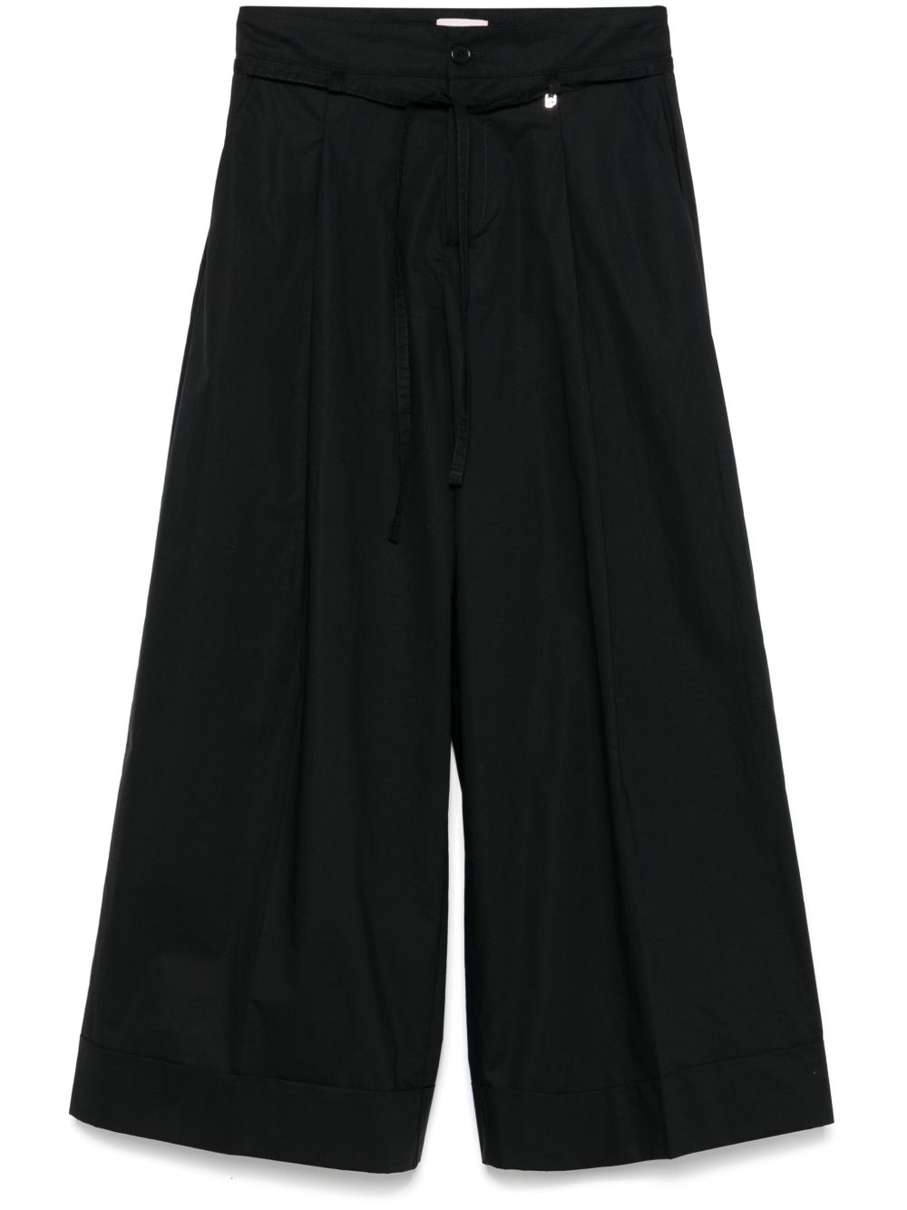 パンツ LIU JO Woman Pants Black WA5276T3051 22222 Cotton trousers with wide legs in black brand LIU JO